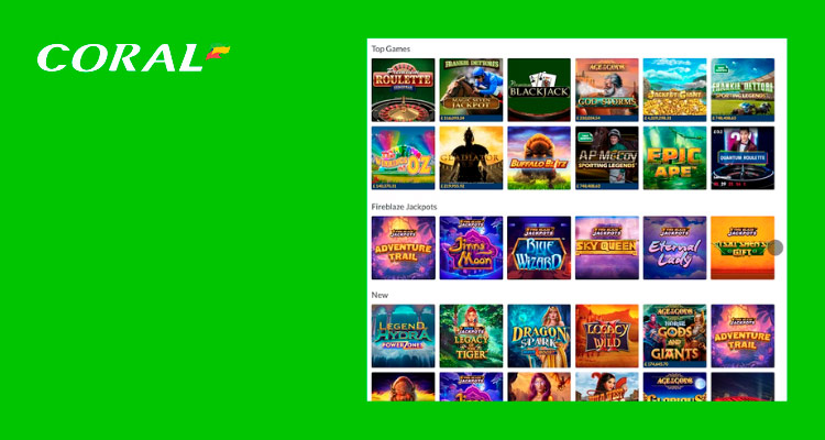 Coral offers a wide range of online games